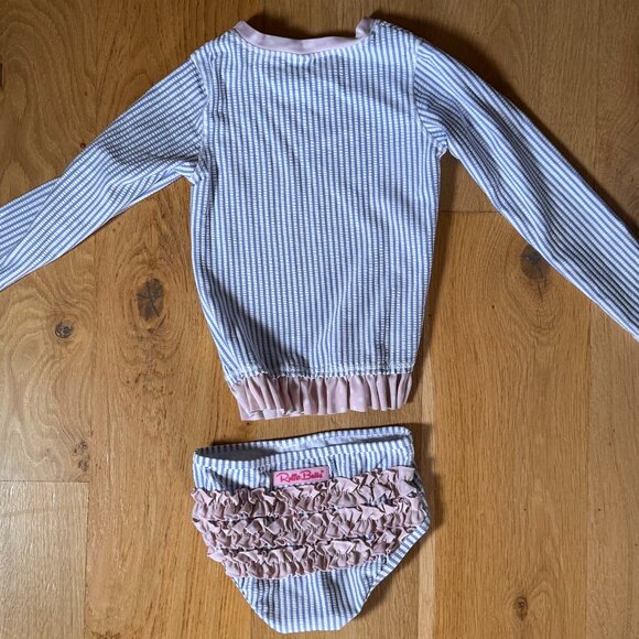 RuffleButts Seersucker Long Sleeve Rash Guard Set – Size 5 - Picture 2 of 4